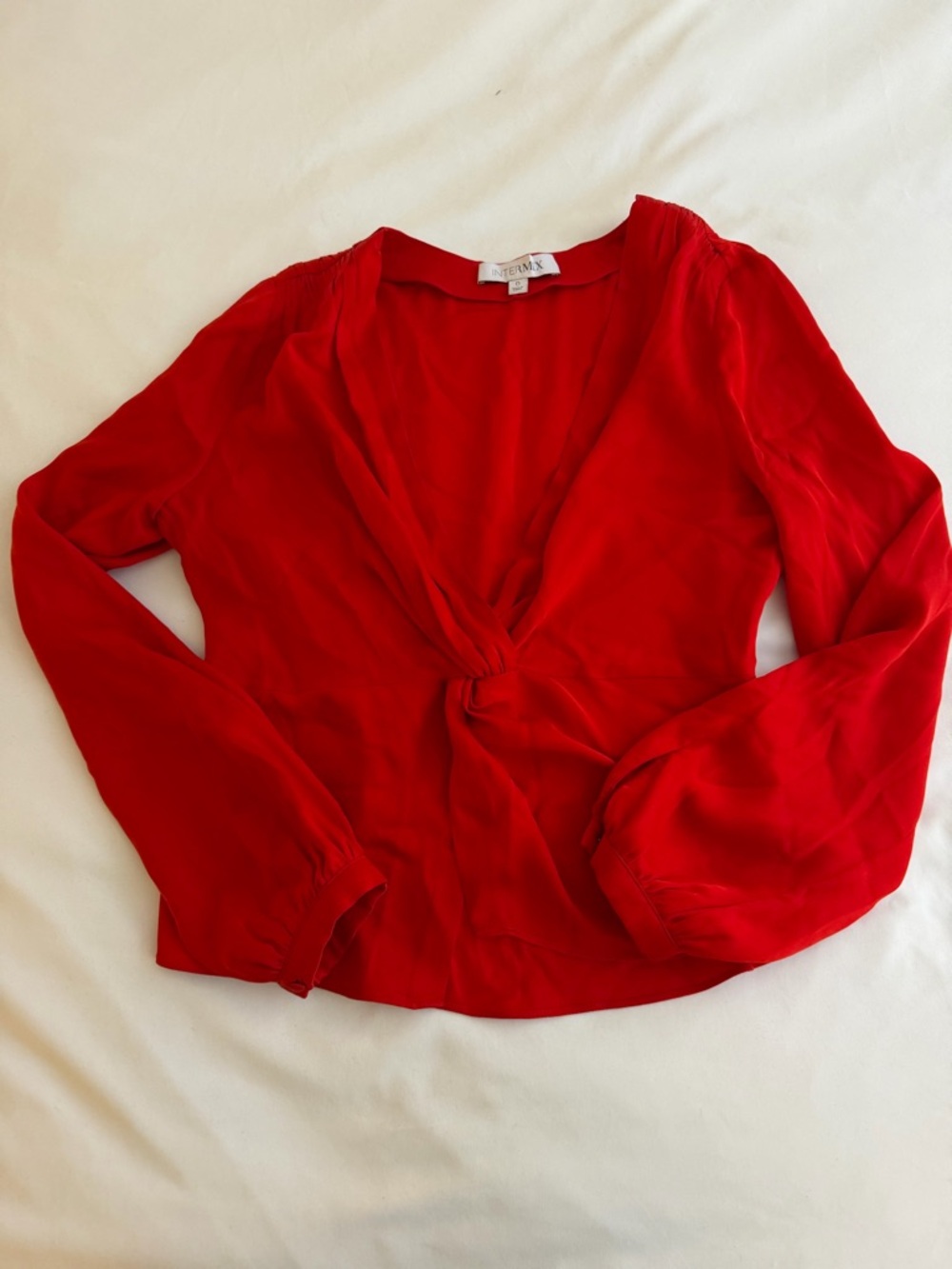 Red Twist-Front Women's Blouse - intermix